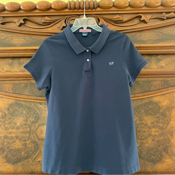 Vineyard Vines by Shep & Ian Susie Fit Cotton Navy Polo Embroidered Whale Logo - Picture 2 of 12